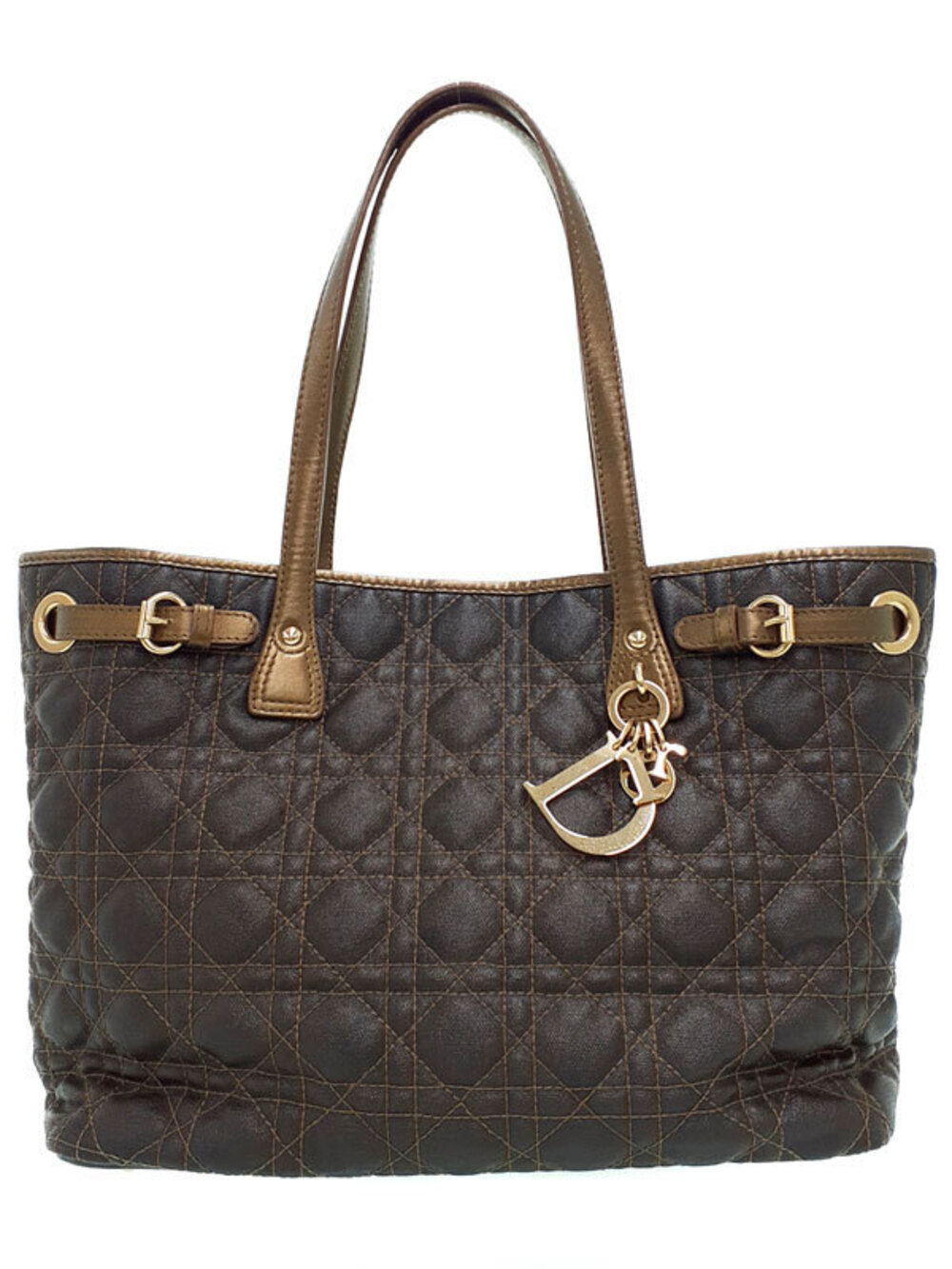 Christian Dior Black Cannage Panarea Tote quilted Brown